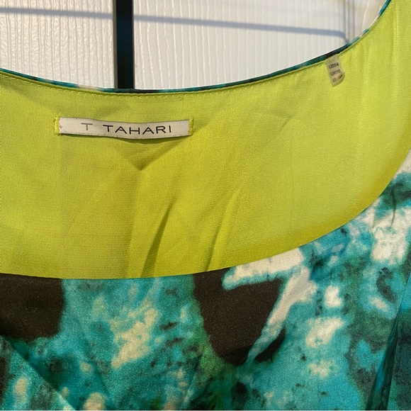 TAHARI Satin Neon Zipper Accent Office Professional Dress. Size 14 - Picture 6 of 16